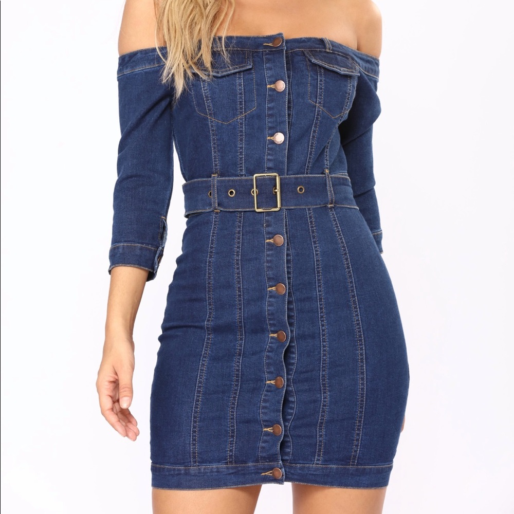Fashion Nova Off Daze MIDI Denim Dress